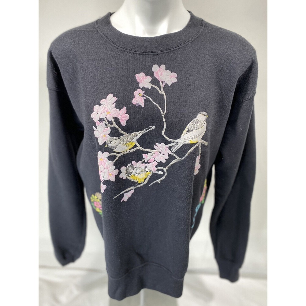 Pro Spirit Sweatshirt Womens Large‎ Floral Songbird Cottagecore Nature Graphic